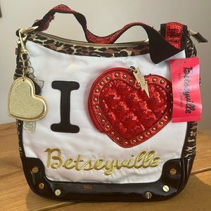 NWT I Love Betseyville Tote Betsey Johnson Vintage 80's Vibe medium shoulder bag